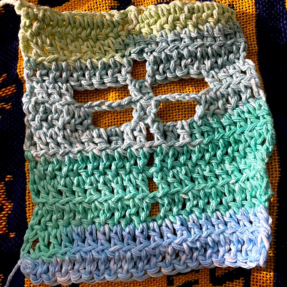 Handcrafted Crochet Dragonfly dish cloth.